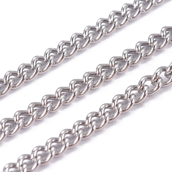 

PandaHall 201 Stainless Steel Curb Chain, Unwelded, with Spool, Stainless Steel Color, 3.8x2.9x1.7mm, about 65.61 Feet(20m)/roll 201...