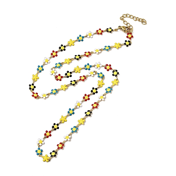 

PandaHall Colorful Enamel Flower Link Chain Necklace, Ion Plating(IP) 304 Stainless Steel Jewelry for Women, Golden, 19.72 inch(50.1cm) 304...