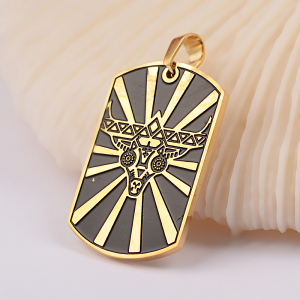 

PandaHall 304 Stainless Steel Enamel Pendants, Rectangle with Cow Head Pattern, Antique Golden, 40x21.5x2mm, Hole: 5x6.5mm Stainless...