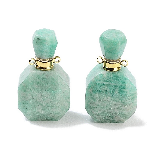 

PandaHall Natural Amazonite Perfume Bottle Pendants, Faceted Bottle Charms with Golden Tone 304 Stainless Steel Findings, Cadmium Free &...