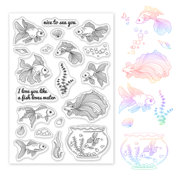 

PandaHall PVC Plastic Stamps, for DIY Scrapbooking, Photo Album Decorative, Cards Making, Stamp Sheets, Fish Pattern, 16x11x0.3cm Plastic...