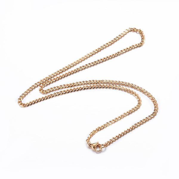 

PandaHall 304 Stainless Steel Curb Chain Necklaces, with Lobster Claw Clasps, Golden, 19.7 inch(50cm), 3mm 304 Stainless Steel