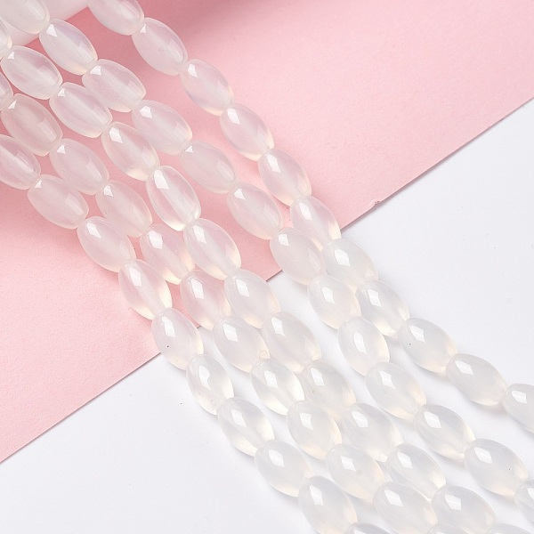 

PandaHall Natural White Agate Beads Strands, Grade A, Oval, 11~12x8mm, Hole: 1.2mm, about 33pcs/strand, 15.24 inch(38.7cm) Natural Agate...
