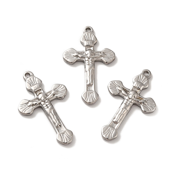 

PandaHall 304 Stainless Steel Pendants, Crucifix Cross Charm, Stainless Steel Color, 30x18x2.5mm, Hole: 1.5mm 304 Stainless Steel Cross