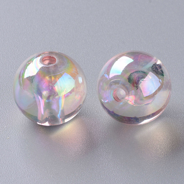 

PandaHall Transparent Acrylic Beads, AB Color Plated, Round, Pink, 16x15mm, Hole: 2.8mm, about 220pcs/500g Acrylic Round Pink