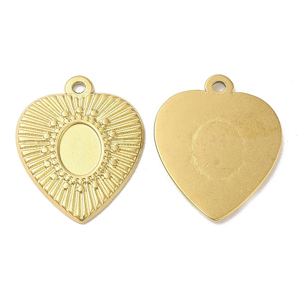 

PandaHall Ion Plating(IP) 304 Stainless Steel Pendant Cabochon Settings, Heart Charms, Real 18K Gold Plated, Tray: 8x6mm, 23x19x1.5mm, Hole...