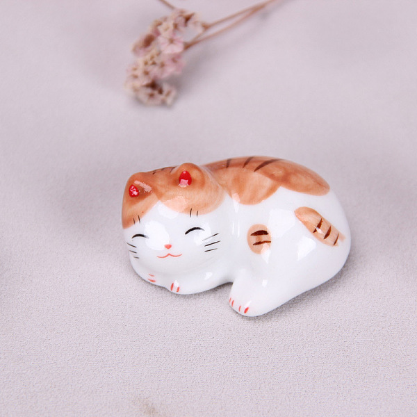 

PandaHall Ceramics Chopsticks Rest, Dinner Spoon Stand Knife Fork Holder, Cat, Dark Salmon, 35x45x20mm Ceramics Cat Shape