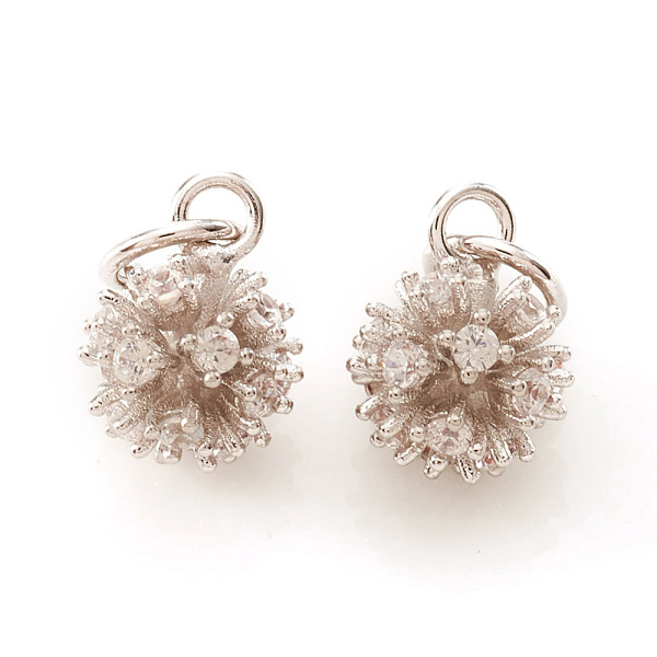 

PandaHall Brass Micro Pave Cubic Zirconia Charms, with Jump Rings, Flower, Clear, Platinum, 9.5x7mm, Jump Ring: 5x0.7mm, Hole: 3.5mm...