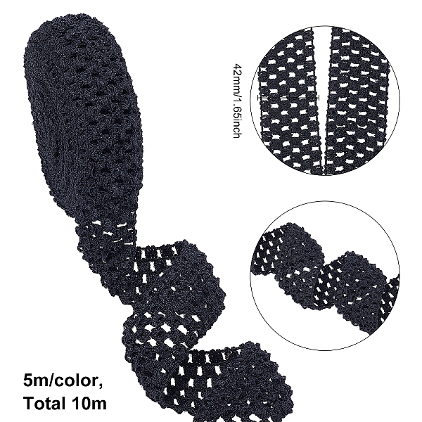 

PandaHall BENECREAT 11 Yards 1.5" Wide Elastic Crochet Headband 2-Color Ribbon Crochet Stretch Trim for Hair Accessories and Tutus Dresses..., Multicolor