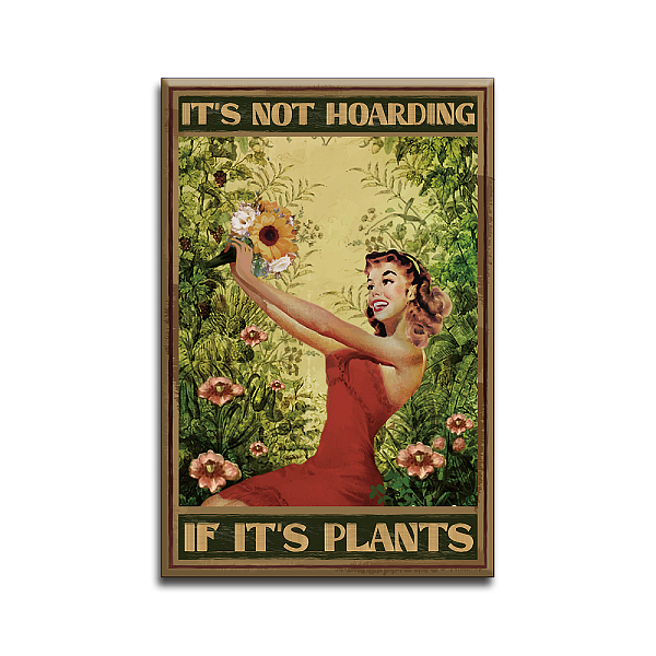 PandaHall GLOBLELAND It's Not Hoarding If It's Plants Vintage Metal Tin Sign Plaque Poster Garden Retro Metal Tin Signs Poster Wall...