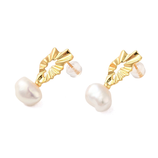 

PandaHall Sterling Silver Studs Earrings, with Natural Pearl, Jewely for Women, Flower, Real 18K Gold Plated, 24.5x11mm Sterling Silver...