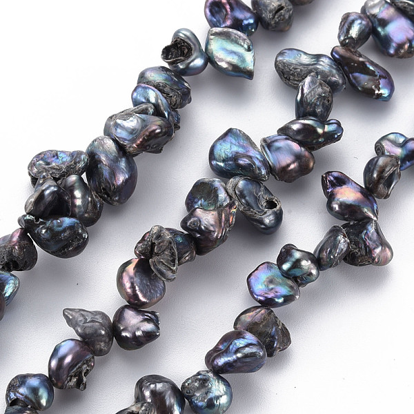 

PandaHall Natural Keshi Pearl Beads Strands, Cultured Freshwater Pearl, Dyed, Nuggets, Black, 5~15x5~8x2~5mm, Hole: 0.5mm, about...