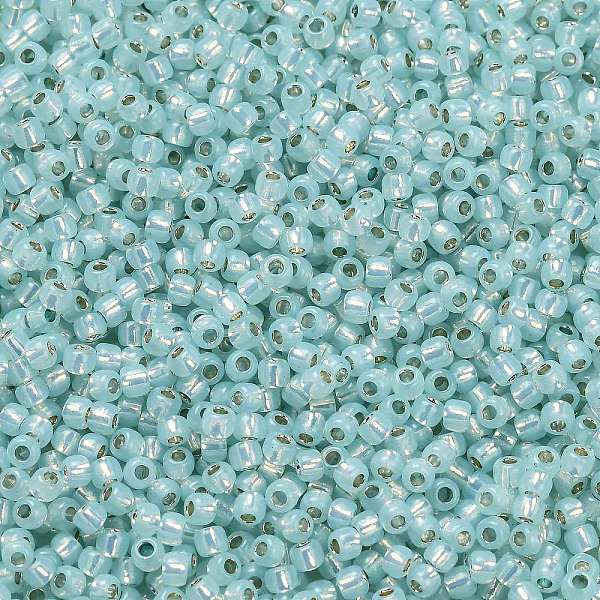 

PandaHall TOHO Round Seed Beads, Japanese Seed Beads, (2116) Silver Lined Light Aqua, 11/0, 2.2mm, Hole: 0.8mm, about 5555pcs/50g Glass Cyan