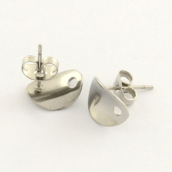 

PandaHall 304 Stainless Steel Oval Stud Earring Findings, with Loop, Stainless Steel Color, 11x8.5mm, Hole: 1.5mm, pin: 0.8mm 304 Stainless...