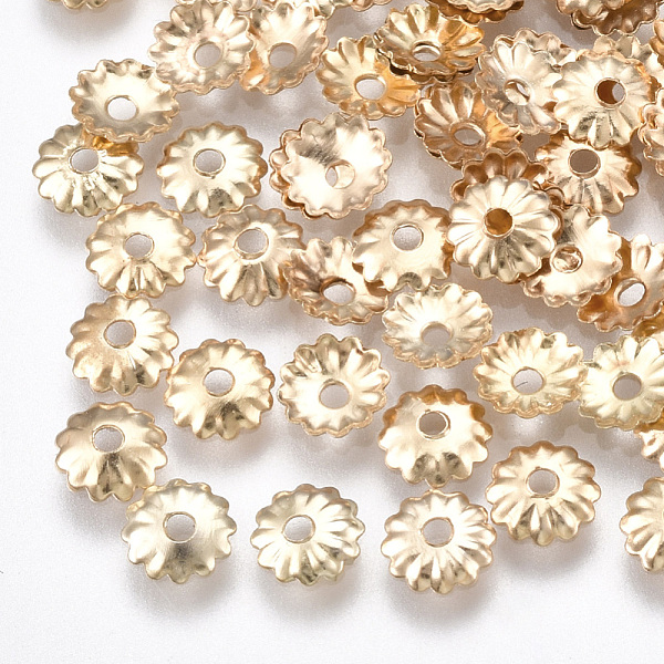 

PandaHall Iron Bead Caps, Nickel Free, Flower, Light Gold, 5x1mm, Hole: 1mm Iron