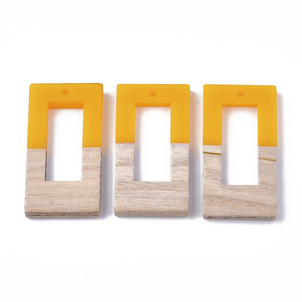 

PandaHall Resin & Walnut Wood Pendants, Rectangle, Gold, 38x19.5x4mm, Hole: 2mm Resin+Wood Rectangle Gold