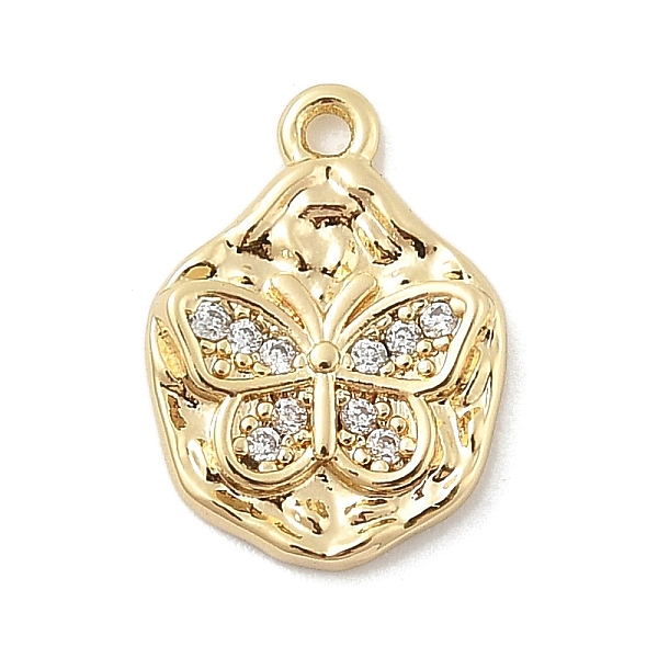 Brass Micro Pave Clear Cubic Zirconia Charms