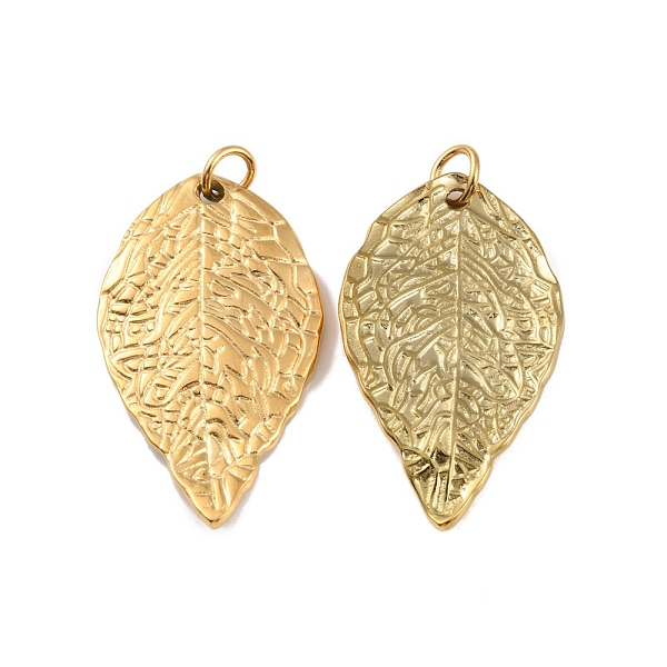 

PandaHall Ion Plating(IP) 304 Stainless Steel Pendants, with Jump Ring, Leaf Charm, Real 18K Gold Plated, 25x15x2mm, Hole: 2mm 304 Stainless...