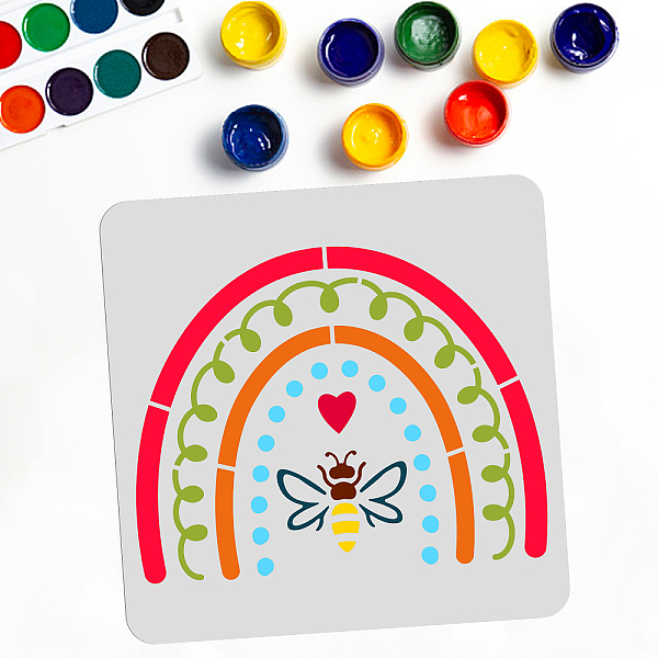 

PandaHall PET Hollow Out Drawing Painting Stencils, for DIY Scrapbook, Photo Album, Bees Pattern, 300x300mm Plastic Bees