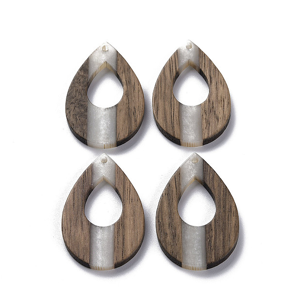

PandaHall Opaque Resin & Walnut Wood Pendants, Teardrop, WhiteSmoke, 38x25x3.5mm, Hole: 1.8mm Resin+Wood Teardrop White