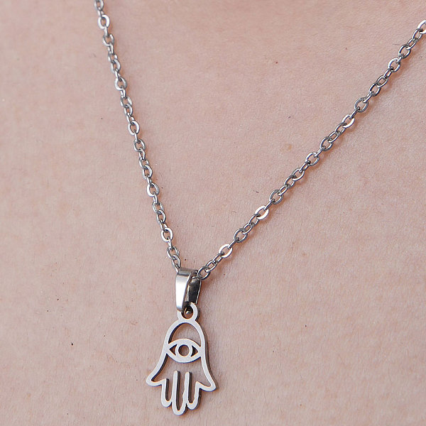 

PandaHall 201 Stainless Steel Hamsa Hand with Evil Eye Pendant Necklace, Stainless Steel Color, 17.72 inch(45cm) 201 Stainless Steel Hamsa...