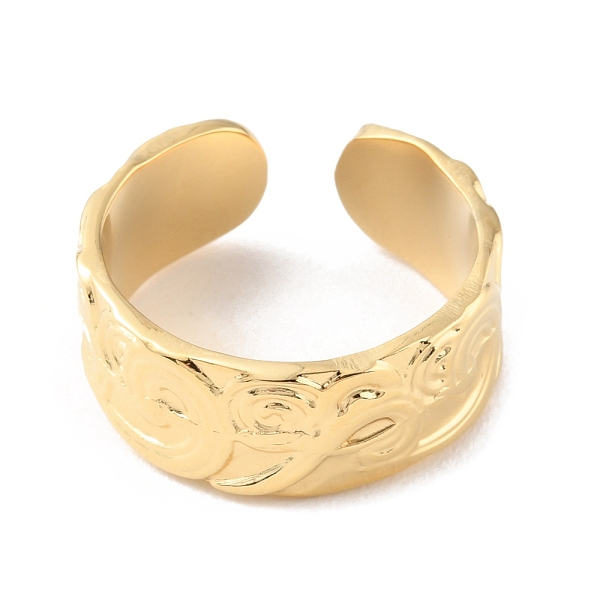 

PandaHall 304 Stainless Steel Textured Open Cuff Rings, Real 14K Gold Plated, US Size 7 1/4(17.5mm) 304 Stainless Steel