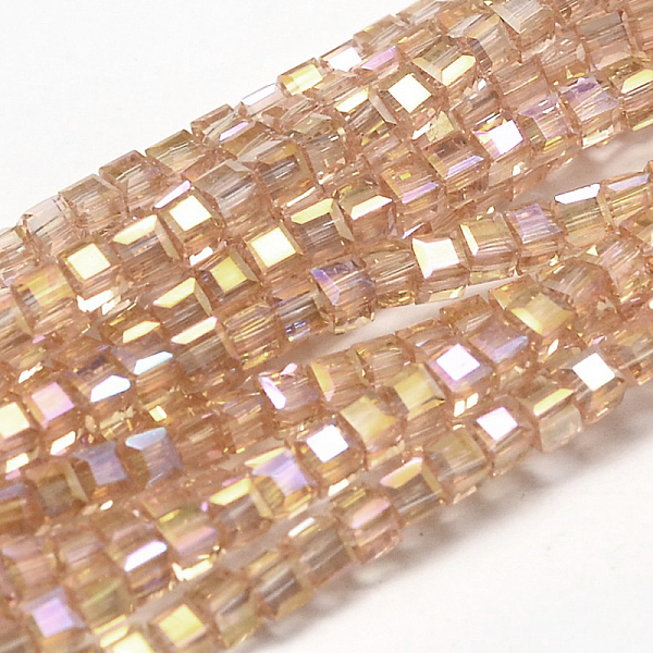 

PandaHall Faceted Cube Full Rainbow Plated Transparent Electroplate Glass Beads Strands, Sandy Brown, 2.5x2.5x2.5mm, Hole: 0.8mm, about...