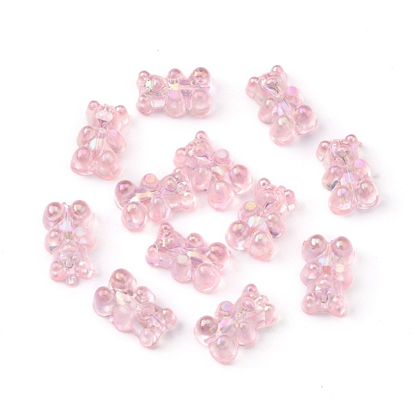 

PandaHall Transparent Resin Beads, AB Color Plated, Bear, Misty Rose, 16x10.5x7mm, Hole: 1.8mm, 20pcs/bag Resin Bear