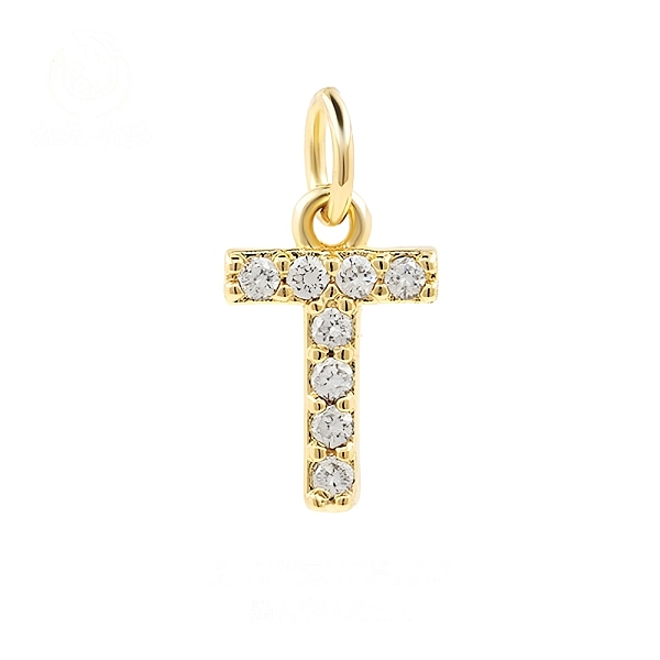 

PandaHall Brass Cubic Zirconia Pendants with Jump Rings, Real 18K Gold Plated, Letter T, 15.7x10x2.2mm, Hole: 2.8mm Brass+Cubic Zirconia..., Clear