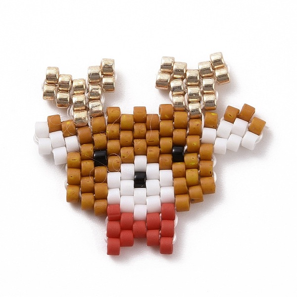 

PandaHall Handmade MIYUKI Japanese Seed Loom Pattern Seed Beads, Christmas Theme Pendants, Deer Pattern, 20x23x1.7mm Glass Deer