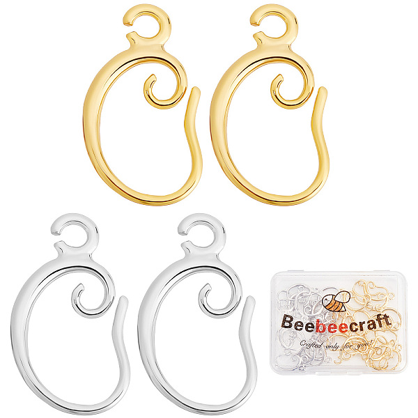

PandaHall Beebeecraft 40Pcs 2 Colors Earring Hooks 18K Gold & Platinum Plated Brass Ear Wire with Open Loop 15x10mm Dangle Earring Findings...