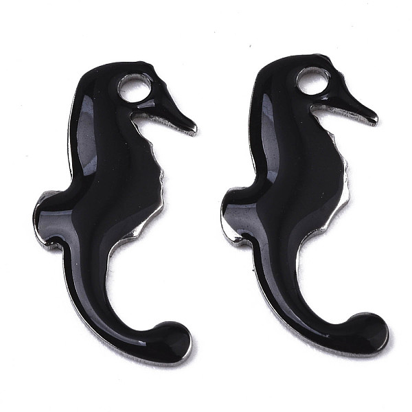 

PandaHall 201 Stainless Steel Enamel Charms, Sea Horse, Stainless Steel Color, Black, 15x7x1mm, Hole: 1.2mm Stainless Steel+Enamel Sea Horse...