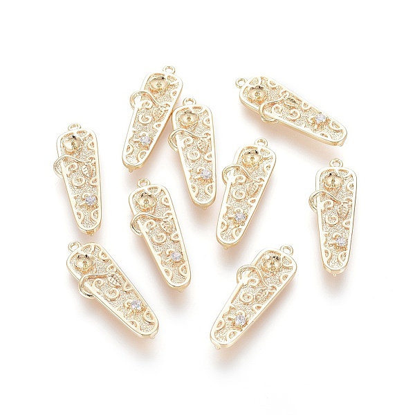 

PandaHall Brass Links connectors, with Cubic Zirconia, teardrop, with Flower, Clear, Real 18K Gold Plated, 28x10x5mm, Hole: 1mm Brass+Cubic...