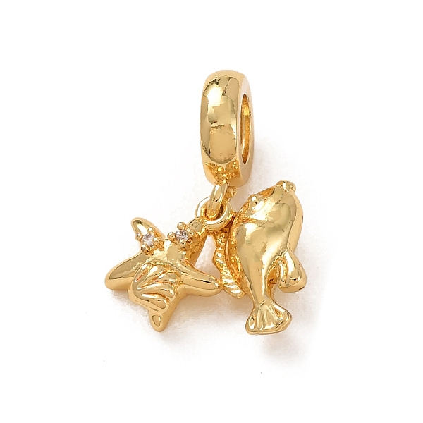 Charms pendenti europei in ottone con micro pavé di zirconi cubici trasparenti