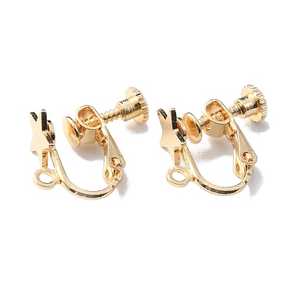 

PandaHall Star Brass Clip-on Earring Findings, Components Screw Back Ear Wire Non Pierced Earring Converter, with Vertical Loops, for...