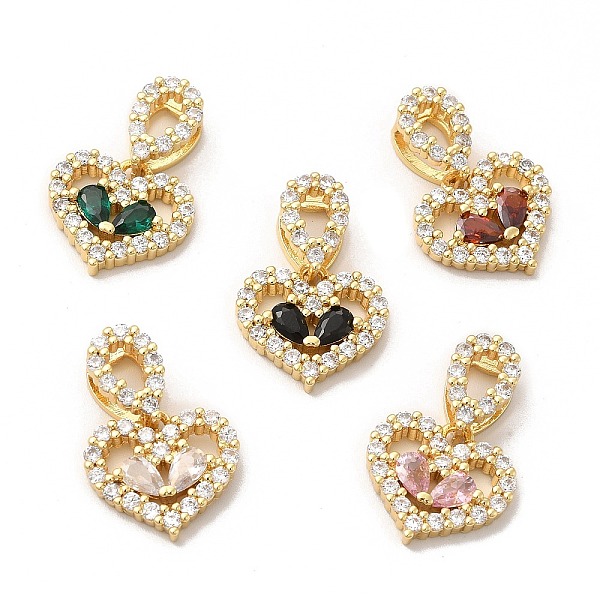 

PandaHall Rack Plating Brass Micro Pave Cubic Zirconia Charms, Long-Lasting Plated, Cadmium Free & Lead Free, Real 18K Gold Plated, Heart..., Multicolor