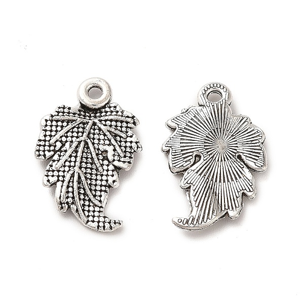 PandaHall Tibetan Style Alloy Pendants, Leaf Charm, Antique Silver, 20x13x2.5mm, Hole: 1.5mm, about 500pcs/500g Alloy Leaf