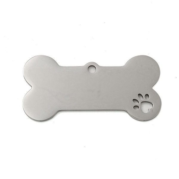 

PandaHall 304 Stainless Steel Pendants, Laser Cut, Dog Bone with Paw Print Charm, Stainless Steel Color, 24.5x50x1mm, Hole: 2.5mm 304...