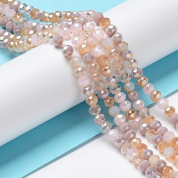 

PandaHall Glass Beads Strands, Faceted, Rondelle, PeachPuff, 4~4.5x3.5mm, Hole: 1mm, about 121~127pcs/strand, 16.61inch~17.20 inch..., Brown