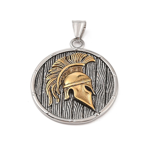 

PandaHall Viking 304 Stainless Steel Pendants, Flat Round with Sparta Charm, Antique Silver & Antique Golden, 46x39.5x5.5mm, Hole: 4x7mm 304...