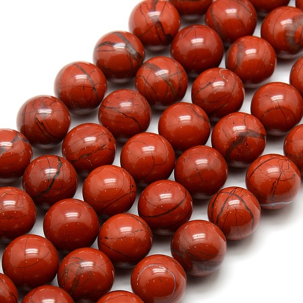 

PandaHall Round Natural Red Jasper Beads Strands, 14mm, Hole: 1mm, about 27pcs/strand, 15.7 inch Red Jasper Round Red
