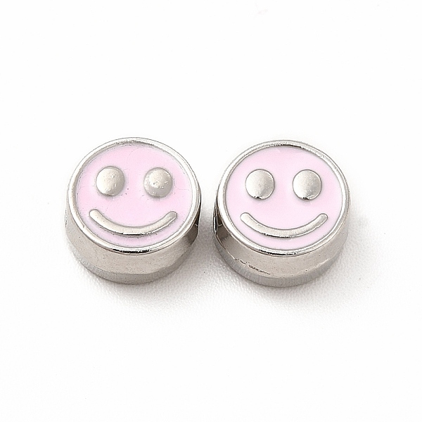 

PandaHall Rack Plating Alloy Enamel Beads, Cadmium Free & Nickel Free & Lead Free, Flat Round with Smiling Face Pattern, Platinum, Pearl...