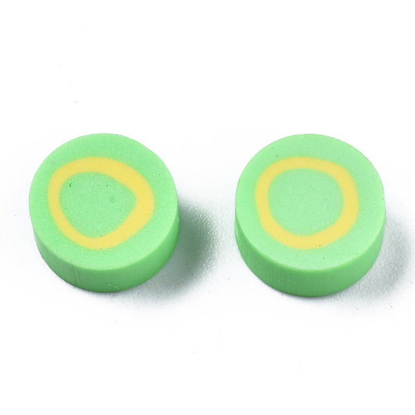 

PandaHall Handmade Polymer Clay Beads, Flat Round with Alphabet, Light Green, Letter.O, 9x3.5~5mm, Hole: 1.6mm Polymer Clay Letter O