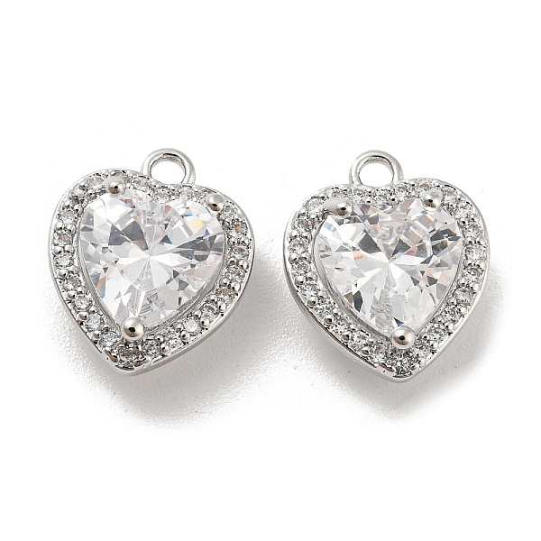 

PandaHall Brass Micro Pave Cubic Zirconia Charm, with Glass, Heart, Real Platinum Plated, 12x10x4.7mm, Hole: 1.4mm Brass+Cubic Zirconia..., Clear