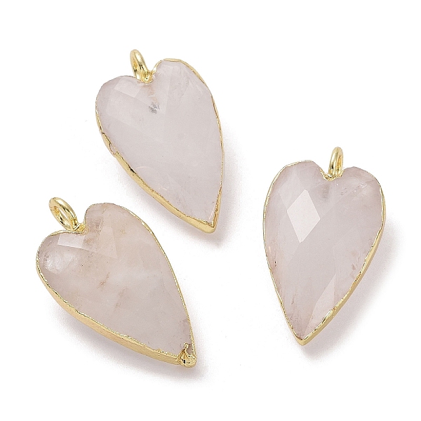

PandaHall Natural Quartz Crystal Pendants, Rock Crystal Pendants, Faceted Heart Charms, with Golden Plated Brass Edge Loops, 22.5x13x7.5mm...