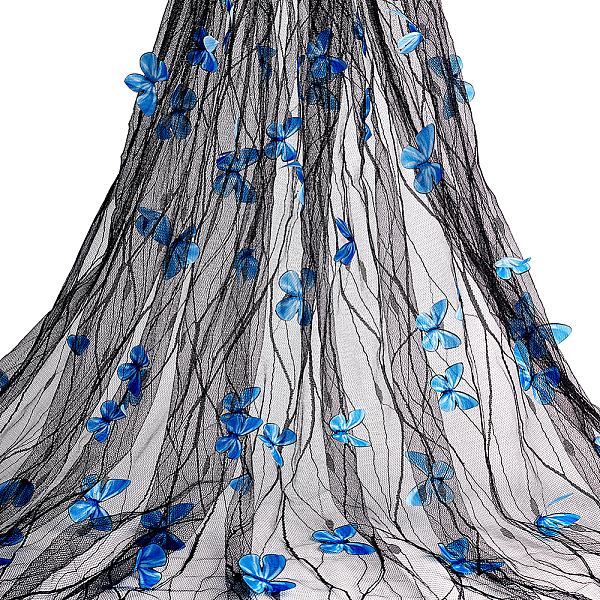

PandaHall AHANDMAKER 2 Yards 3D Vivid Butterfly Lace Fabric, Butterfly Floral Embroidered Tulle Lace Fabric, 51 Inch Butterfly Mesh Lace..., Black