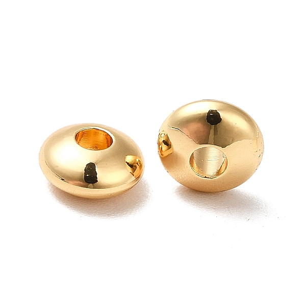 

PandaHall Brass Spacer Beads, Saucer Beads, Real 18K Gold Plated, 6x3mm, Hole: 2mm Brass Rondelle