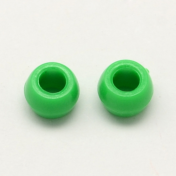 

PandaHall Opaque Acrylic European Beads, Large Hole Rondelle Beads, Green, 8~9x6mm, Hole: 4mm, about 132pcs/30g Acrylic Rondelle Green