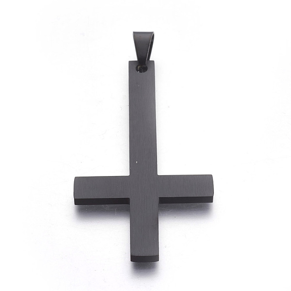 

PandaHall 304 Stainless Steel Big Pendants, Inverted Cross, Gunmetal, 55x30x2.5mm, Hole: 4.5x7.5mm 304 Stainless Steel Cross