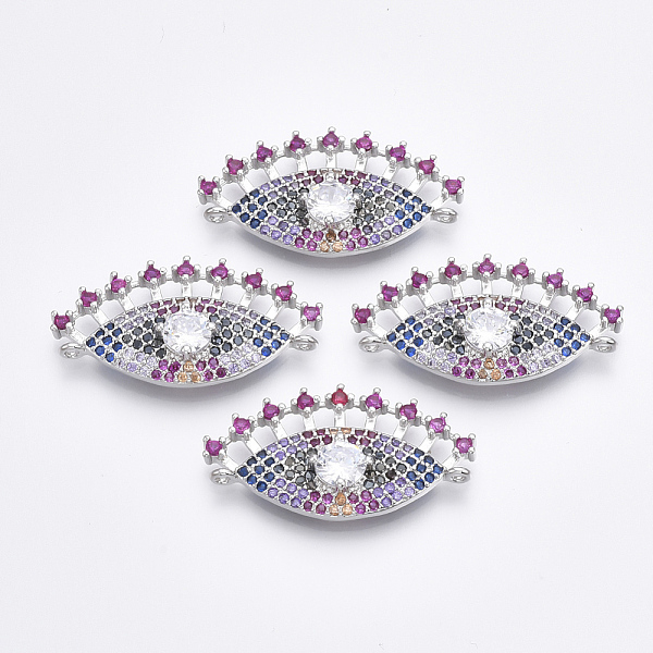 

PandaHall Brass Micro Pave Cubic Zirconia Links connectors, Eye, Colorful, Platinum, 15x28x4.5mm, Hole: 1mm Brass+Cubic Zirconia Eye
